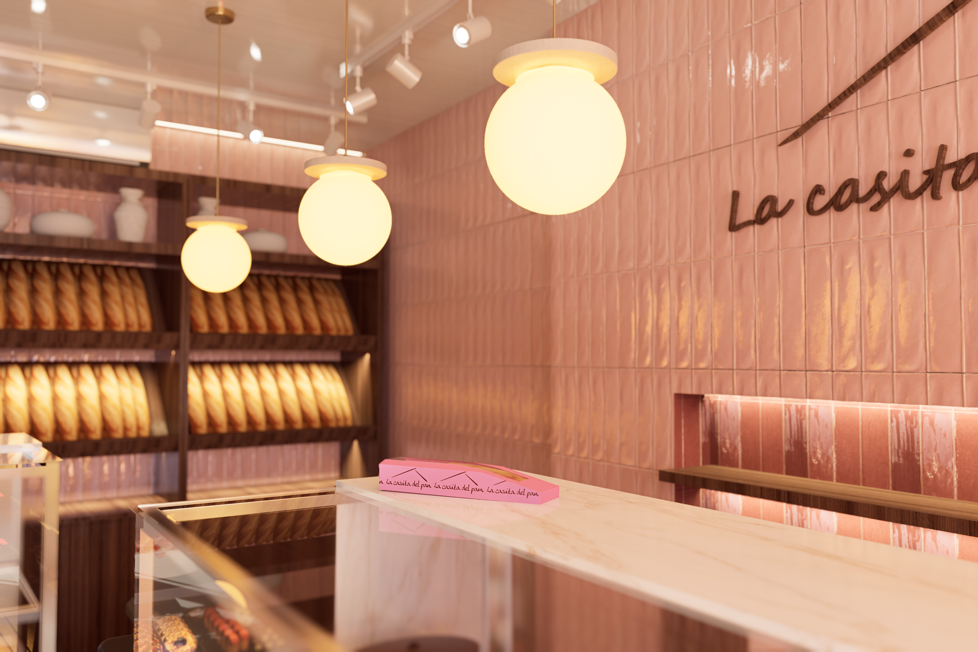 Diseño 3D de panadería La Casita del Pan Granada